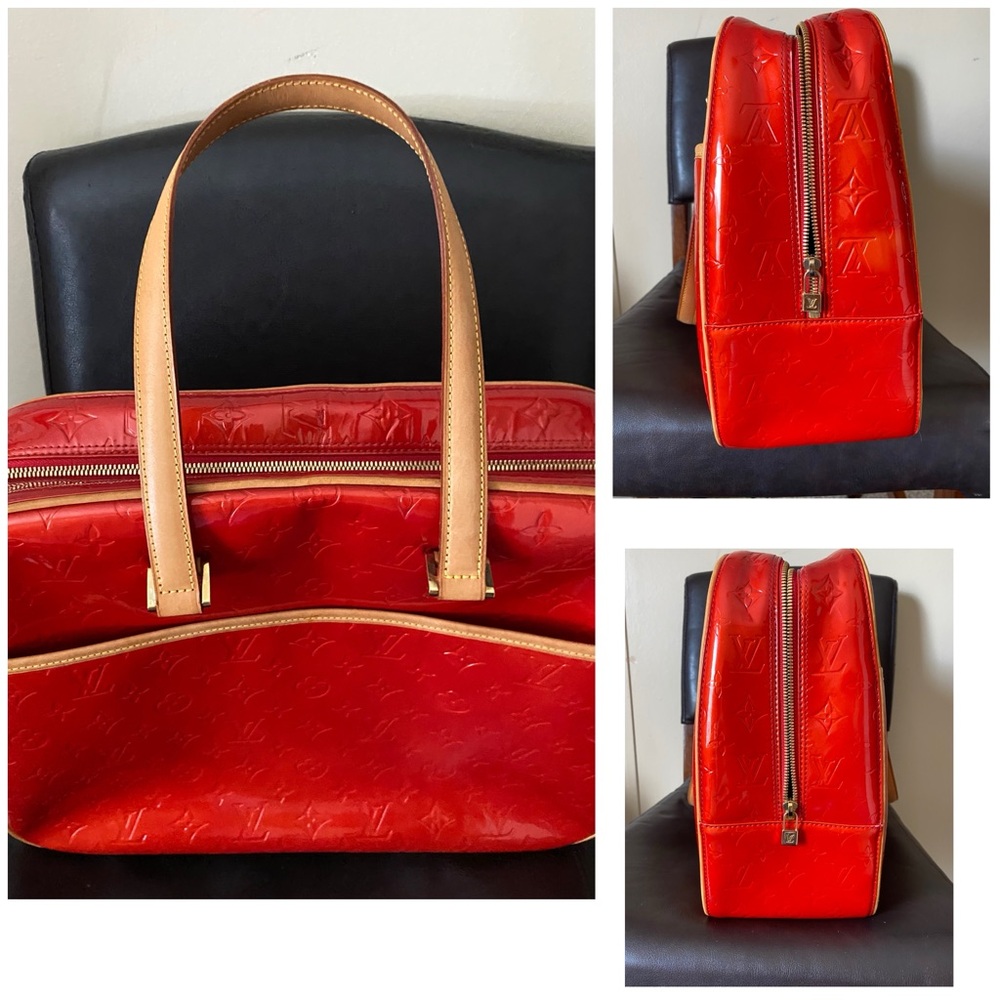 Red Louis Vuitton Sutton Handbag Vernis Red Leather